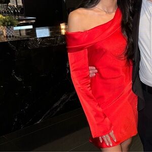 NIA red short Off-Shoulder Dress small XS long sleeve mini dress